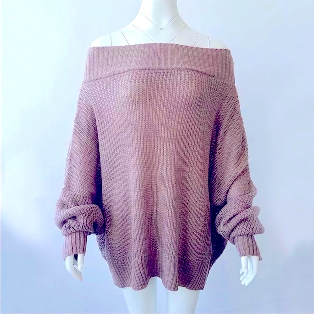 Taupe Sexy On or Off Shoulder Oversized Sweater - Picture 4 of 5